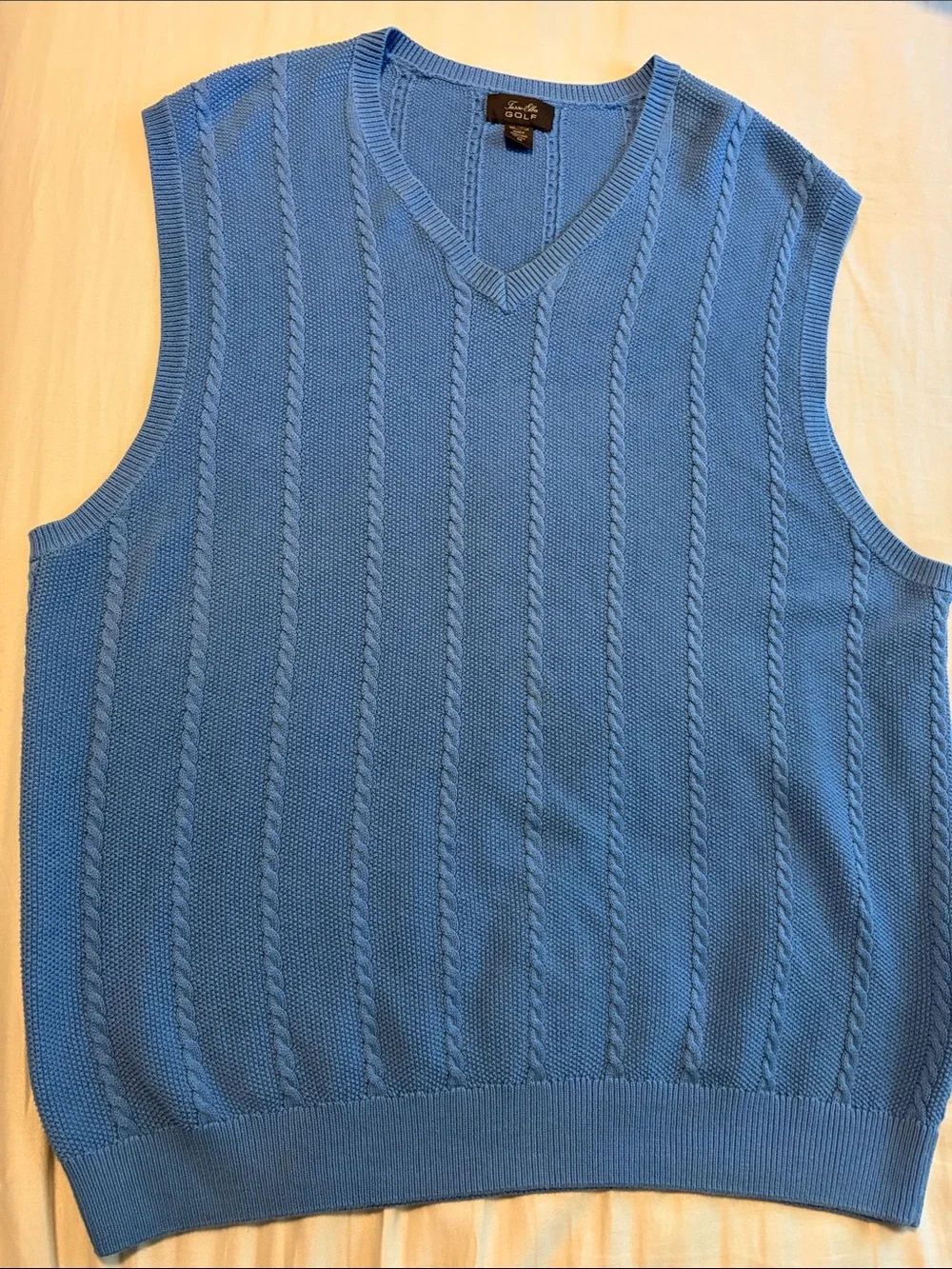 TASSO ELBA GOLF V-Neck Cable Knit Sweater Vest Size Medium